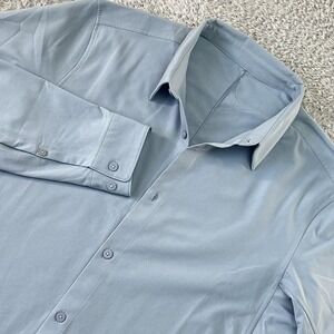 Lululemon New Venture Shirt Mens L Blue Slim Fit Tailored Technical Wrinkle Free